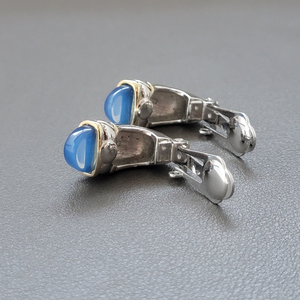 Tahoe Jewelry by John Medeiros Blue Glass Clip-On Earrings - Picture 7 of 7